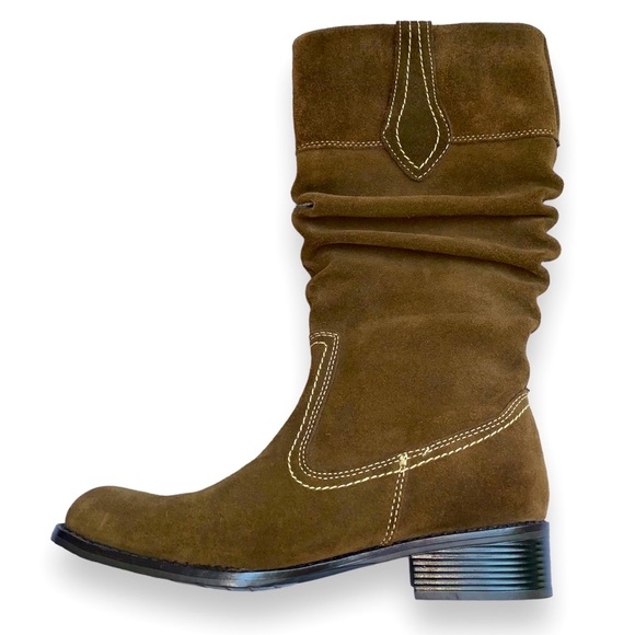 Suede Leather Slouchy Western Style Boots Size 7.5 NWOT - Picture 3 of 10